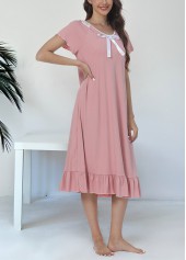 Light Pink Round Neck Short Sleeve Nightdress