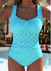 Cyan Ruched Bandeau One Piece Swimwear