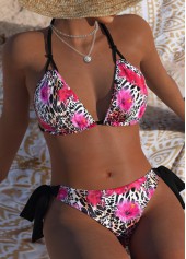 Mid Waisted Leopard Black Bikini Set