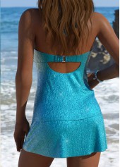 Mid Waisted Blue V-Neck Tankini Set
