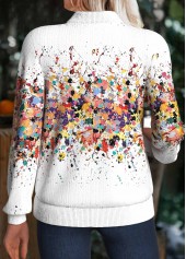 Ombre White Long Sleeve Stand Collar Track Jacket