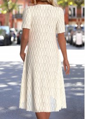 Beige Short Sleeve Round Neck Dress