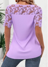 Purple Short Sleeve Round Neck T Shirt