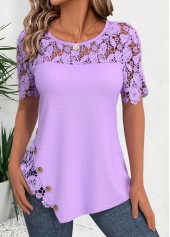 Purple Short Sleeve Round Neck T Shirt