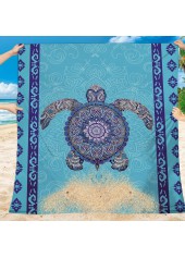 Marine Life Print Blue Beach Blanket