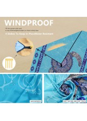 Marine Life Print Blue Beach Blanket