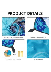 Marine Life Print Blue Beach Blanket