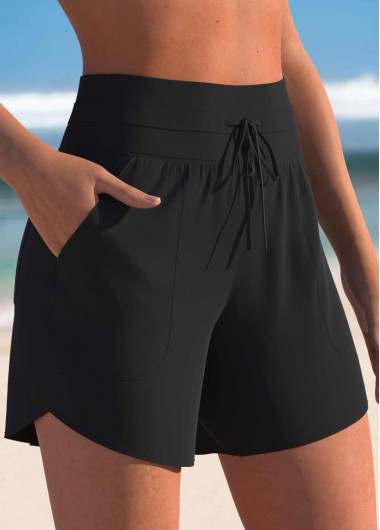 Mid Waisted Black Color Swim Shorts