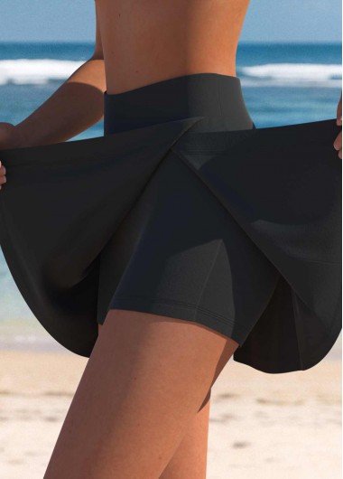 High Waisted Black Split Patchwork Pantskirt
