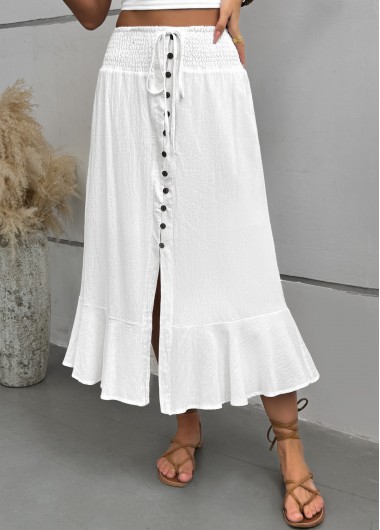 White A Line Elastic Waist Skirt