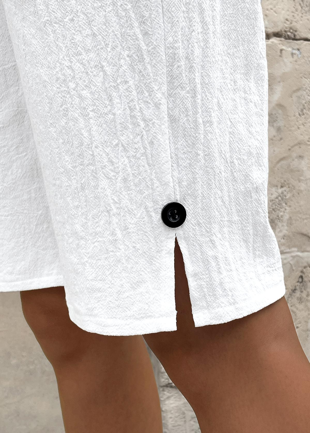 White Elastic Waist High Waisted Pants