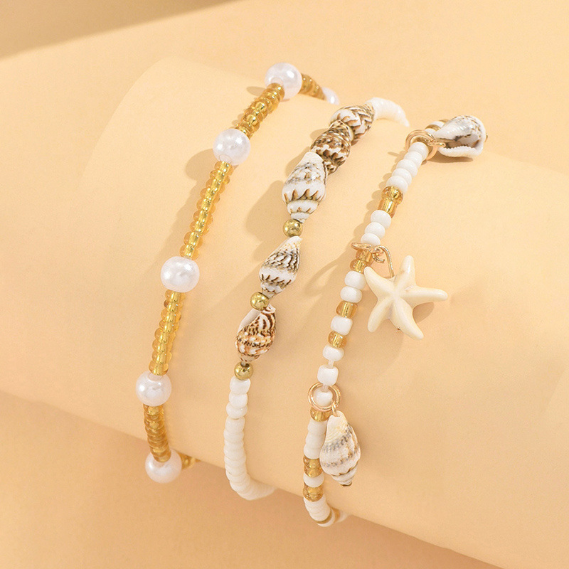 Raw White Shell Seed Beads Anklets