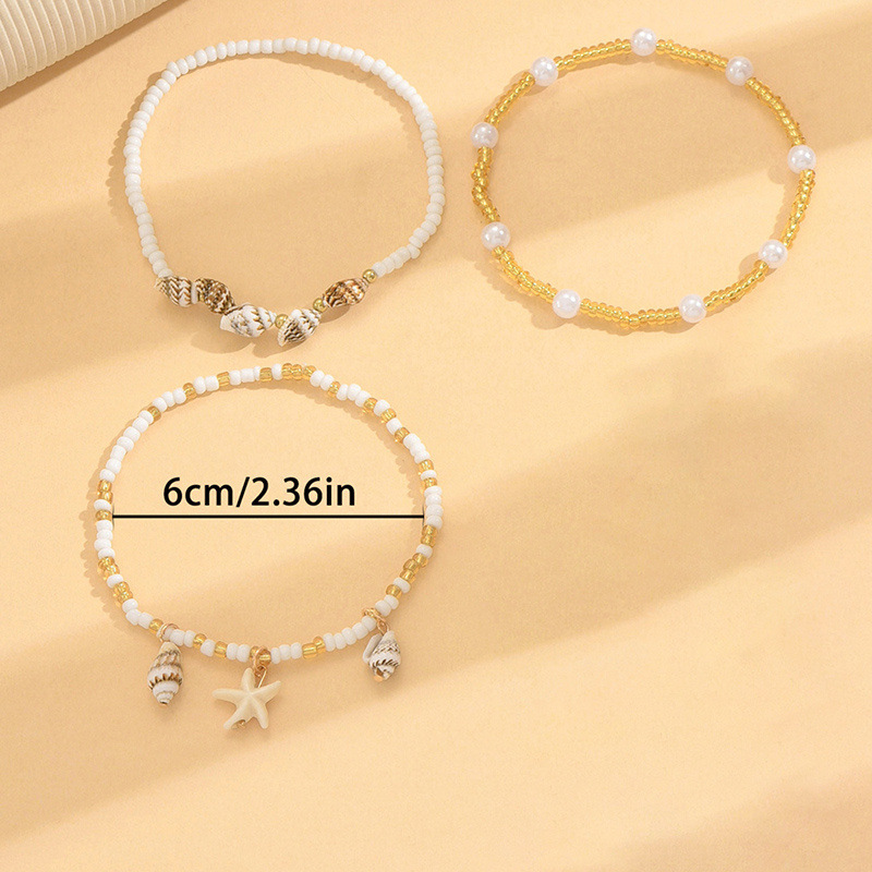 Raw White Shell Seed Beads Anklets