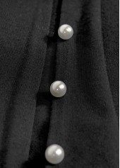 V Neck Pearl Black Short A Line Dress