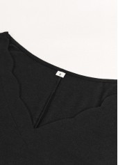 V Neck Pearl Black Short A Line Dress