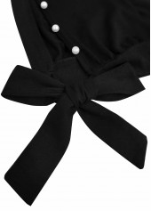 V Neck Pearl Black Short A Line Dress