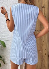 Plus Size Sky Blue Eyelet Striped TOP and Shorts