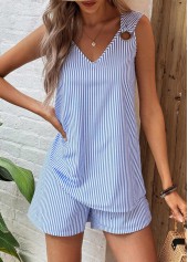 Plus Size Sky Blue Eyelet Striped TOP and Shorts