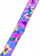 High Waisted Ditsy Floral Print Smocked Purple Tankini Set