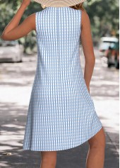 Light Blue Short A Line Sleeveless V Neck Dress