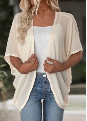 Beige Half Sleeve Tunic Light Cardigan