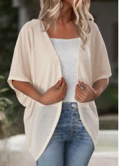 Beige Half Sleeve Tunic Light Cardigan