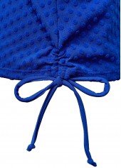 Mid Waisted Tropical Plants Print Royal Blue Tankini Set