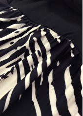 Leaf Print Black Short Sleeveless Round Neck Dress