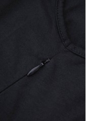 Leaf Print Black Short Sleeveless Round Neck Dress