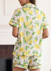 Fruit Printing Light Yellow Lounge Top and Shorts