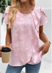 Pink Short Sleeve Round Neck T Shirt