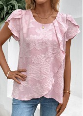 Pink Short Sleeve Round Neck T Shirt