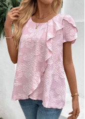 Pink Short Sleeve Round Neck T Shirt