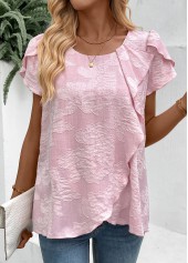 Pink Short Sleeve Round Neck T Shirt
