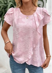 Pink Short Sleeve Round Neck T Shirt