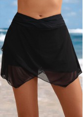 High Waisted Black Patchwork Swim Skirt