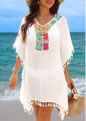 Tummy Coverage Tassel White Cover Up