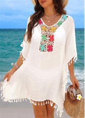 Tummy Coverage Tassel White Cover Up