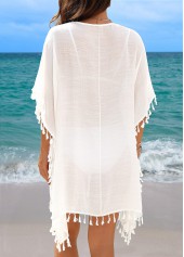 Tummy Coverage Tassel White Cover Up