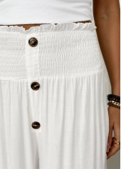 White Straight Leg Elastic Waist High Waisted Pants