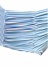 High Waisted Striped Blue Bikini Set