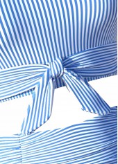 High Waisted Striped Blue Bikini Set