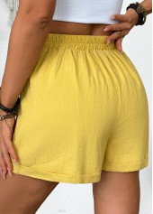 Yellow Elastic Waist High Waisted Shorts