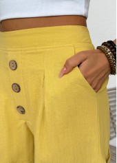 Yellow Elastic Waist High Waisted Shorts