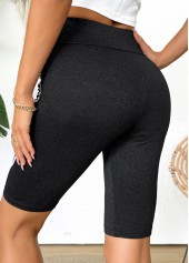 Heart Print Black Elastic Waist High Waisted Short Leggings