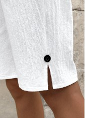 White Elastic Waist High Waisted Pants