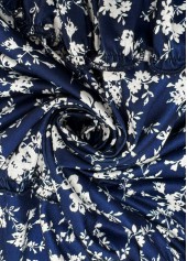 Ditsy Floral Print Navy Short Sleeve V Neck Dress