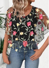 Black Short Sleeve Scoop Neck T Shirt