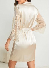 Beige V Neck 3/4 Sleeve Nightdress