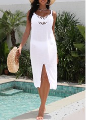 Tummy Coverage White V Neck Cover Up